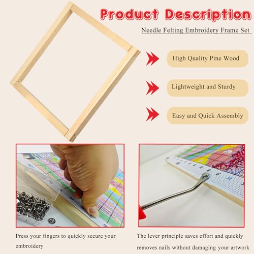 16 Pcs 8 Sets, 6 Sizes Wooden Stretcher Bars for Needlework,Embroidery Set - color: 16