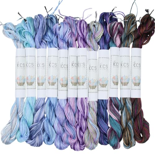 KCS Big skeins of 25 Meters Size 25 Color Variegated Cross Stitch Stranded Threads,12 skeins,07 - color: 12skeins07, size: 12 skeins