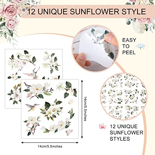 BBTO 12 Sheets Rub on Transfers for Crafts Wood Furniture DIY, 5.5" x 5.7" - style: Michelia Alba