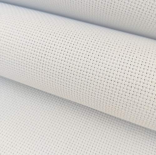 19" x 28" 14CT Counted Cotton Aida Cloth Cross Stitch Fabric (White) - color: White