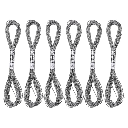 PATIKIL 6 Skeins Embroidery Floss, Metallic Embroidery Thread Nylon Threads Bracelets String for Cross-Stitch Hand Embroidery, Gray - color: Gray