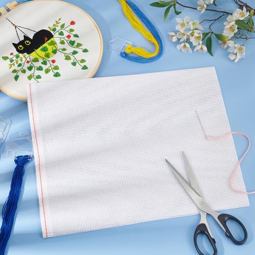 BENECREAT 10 Count Cross Stitch Cloth, 11.8x39 Inch White Essential Basic Aida Cloth for Embroidery Floss and Yarn Knitting, Embroidery Fabric - size: 10CT