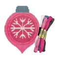 Howie's Needlepoint Christmas Needlepoint Kits, 18CT Printed Embroidery Pattern Starter Kits, Stamped Patterns Canvas Kits(Pink Christmas Snowflake Teardrop Ball,3x4inch) - color: Pink Christmas Snowflake Teardrop Ball