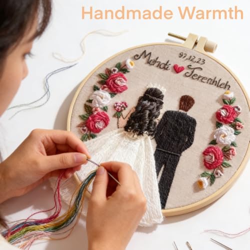 Wedding Photos Embroidery Starter Kit, Valentine's Day Gifts，DIY Needle Punch Kit, Punch Needle Kits for Beginners,Include Pre-Printed Fabric,Tools,Embroidery Hoop,Threads. (Wedding Photo No. 4) - color: Wedding Photo No. 4