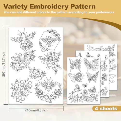 18Pcs Insects Flowers Water Soluble Hand Sewing Stabilizers - style: Insects