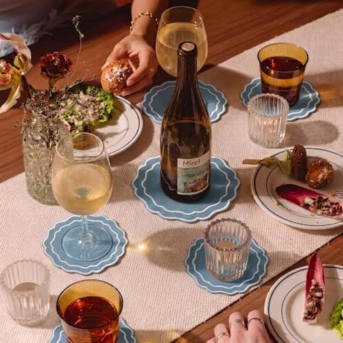 Linen Coasters for Drinks, Set of 6, 6 inch, Marine - color: 1261 - Marine, size: 6 inches