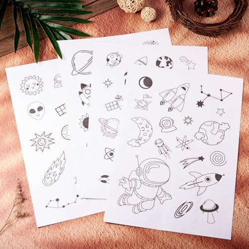 Magibeads 68 Patterns Space Theme Water Soluble Embroidery Patterns Rocket Planets Astronauts Stick and Stitch Transfer Embroidery Paper for Adult Beginners Hand Sewing Starter Kit - color: Space