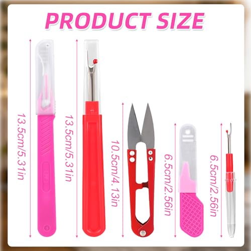 5pcs Seam Ripper Set for Sewing, Multi-Size Sewing Stitch Remover Tool & Thread Cutter Kit Professional Thread Snips for Fabric Quilting Dressmaking Embroidery Repair