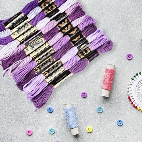12 Skeins 6 Strands Purple Embroidery Floss String for Knitting - color: Light Purple