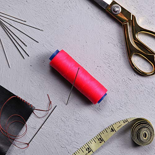 Waxed Thread, Strong Thread for Leather, Upholstery, Shoe, Bag, incl. Needle (Colour: NEON Pink) - color: Neon Pink