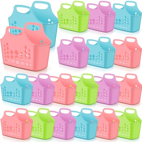 Nuogo 20 Pack Plastic Baskets with Handles Portable Caddy, Multicolor - color: Multicolor