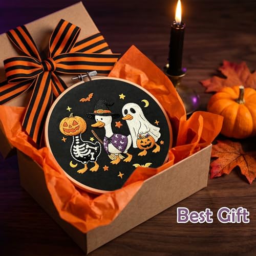 Nuberlic Halloween Embroidery Kit for Beginners Adults DIY Needlepoint - color: halloween