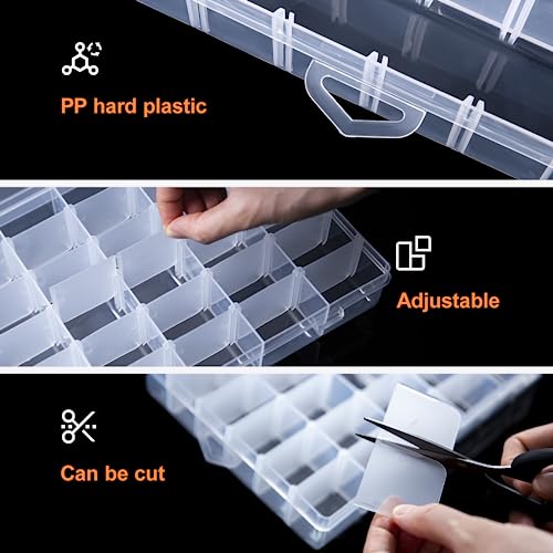 Gospire 2PCS 36 Grids Clear Plastic Jewelry Box Organizer Storage Container - color: Clear-36 Grids*2