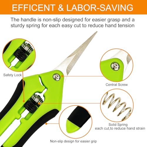 5 Pack Pruning Shears, Garden Shears with Gardening gloves, Garden Clippers Handheld, Straight Stainless Steel Garden Snips, Gardening Shears, Garden Scissors, Lengnoyp Pruners for Gardening