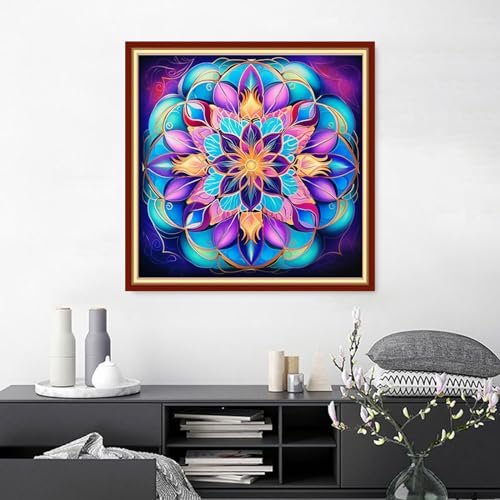 Findvoor Stamped Cross Stitch Kits for Beginners Full Range of Cross Stitching Embroidery Pattern for Adults, 11CT DIY Needlepoint Embroidery Starter Kits-Datura Flower 17.7x17.7 inch - color: StampedKits 02