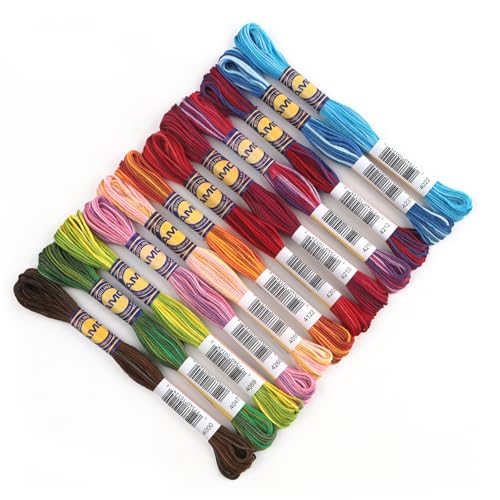 12 Skeins Variegated Mercerized Egyptian Cotton Gradient Color for Embroidery Floss Cross Stitch Threads Friendship Bracelets Floss Craft Floss (12 Colors Set E) - color: 12 colors set E