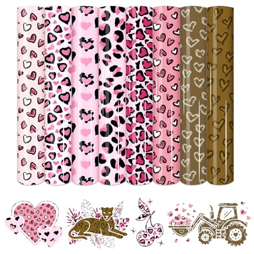 HTVSTD Leopard Valentine's Day Heat Transfer Vinyl 8pcs 12×10in - color: 8-Valentine