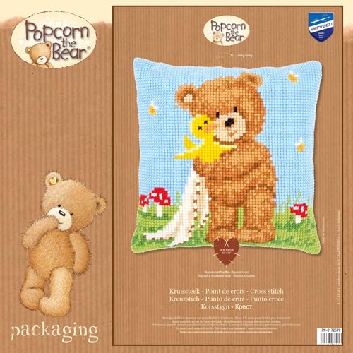 Vervaco Stamped Cross Stitch kit Cushion Popcorn&Soufflé The Duck, DIY - color: N\a