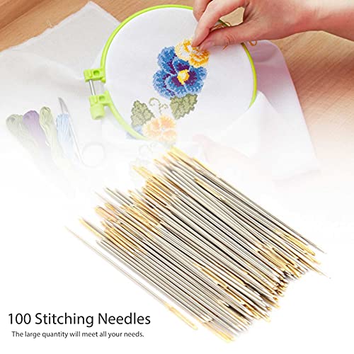 100Pcs Sewing Needles Large Eye Hand Sewing Needles, Large Eye Stitching Needles Cross Stitch Needles with Storage Box for DIY Embroidery Sewing(#26)