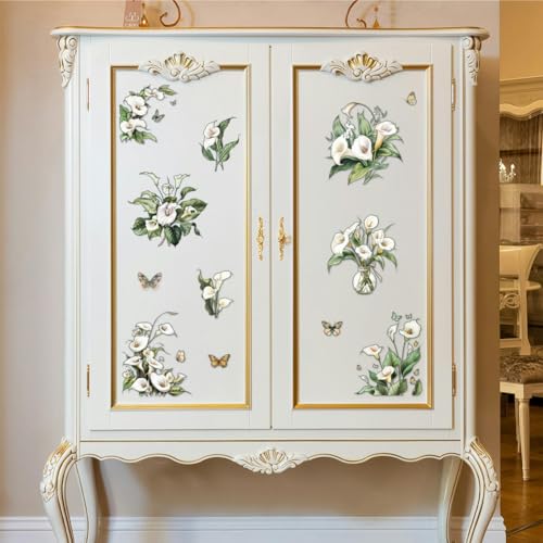 Peacoblue Calla Lily Rub On Transfers for Furniture Craft 6"x12" - style: Lotus