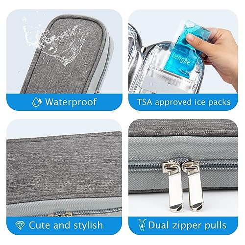 YOUSHARES Insulin Cooler Travel Case, Diabetic Travel Case TSA Approved with 2 Ice Packs for GLP-1, for Ozempic, for Insulin Pens and Insulin Vials for Daily & Travel - color: Grey