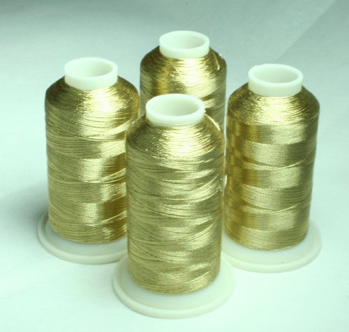 New ThreadNanny 4 White Gold Metallic Machine Embroidery Thread Cones - color: Gold