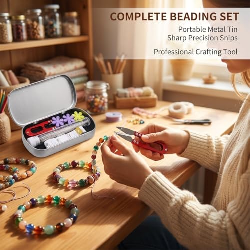 88 Pcs Beading Needles Set, 6 Sizes Big Eye Beading Needles for Seed Beads, Long Straight & Twisted Flexible Seed Bead Needles, Bracelet & Necklace Stringing Kit with Threader. - color: 88 Pcs