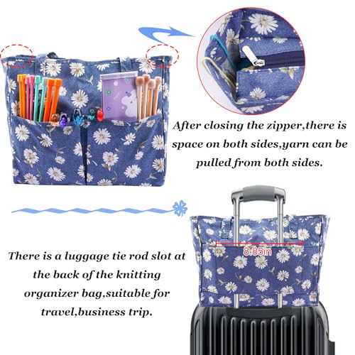 Crochet Bag Organizer Yarn Storage Organizer - color: Dark Blue