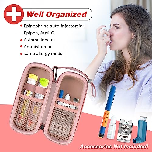 MEDMAX Epipen Medical Carrying Case Hard Shell EVA Travel Organizer Bag - color: Rose Gold