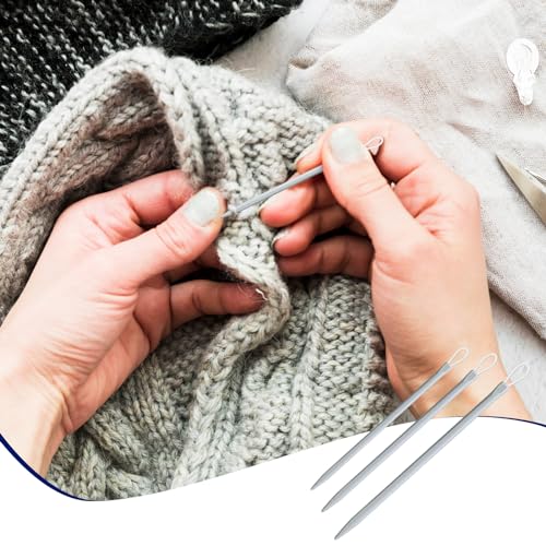3 Pcs Large-Eyed Nylon Thread Yarn Needles - Rope Threader, Wool Needle, Knitting Needle, Sewing Knitting Needles for Crochet (2.0mm, 2.5mm, 3.0mm)