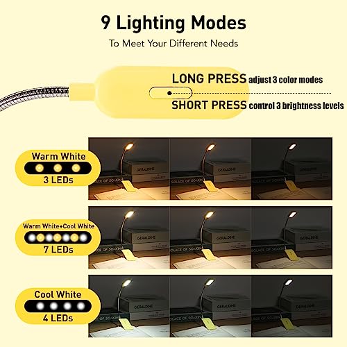 VAVOFO Rechargeable Reading Light, Clip on Book Light for Reading in Bed - color: Yellow