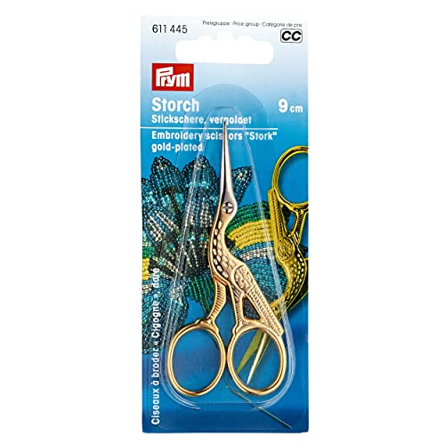 Prym 3-1/2" Stork Embroidery Scissors, Gold
