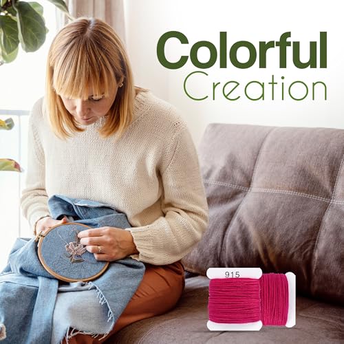 Embroidery Floss Kit and Refills - Cotton Threads - DMC Color Coding for Cross Stitch, String Crafts, Friendship Bracelets - color: 915 Dark Magenta