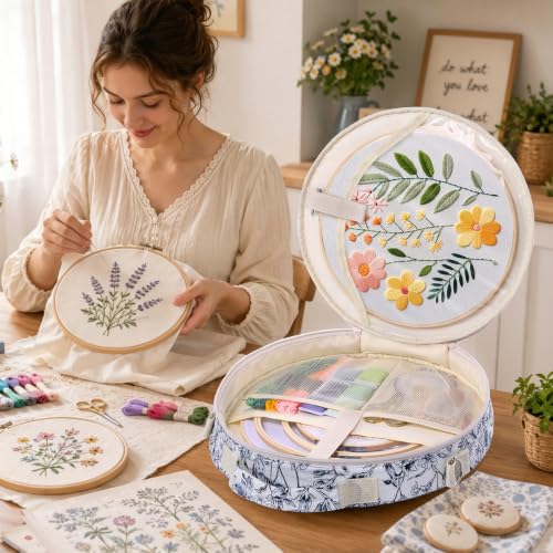 MYBAGZING Embroidery Bag, Hoop Storage Organizer up to 11" for Cross Stitch - color: Garden Harvest