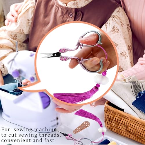 BIHRTC Cross Stitch Scissors Sharp Stainless Steel Dressmaker Scissor with Cover Tassel Vintage Needlework Shears for Embroidery Sewing Machine Needlework Beading DIY Threading - size: 4.5inch, style: Style 1703A