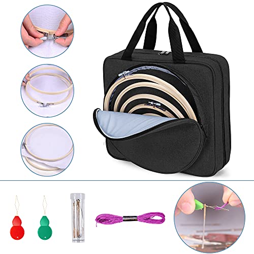 LoDrid Embroidery Kit, Embroidery Project Bag with Embroidery Kit, Black - color: Black