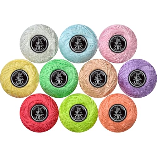Crochet Thread 10 Balls Cardinal Size 8 for Crochet Hardanger Cross Stitch Needlepoint Hand Embroidery (Warm Color Series) - color: Warm Color Series