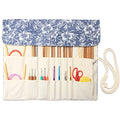 Teamoy Knitting Needle Case Organizer Holder Roll(up to 14"), Blue Flowers - color: Blue Flowers, size: 14 inches