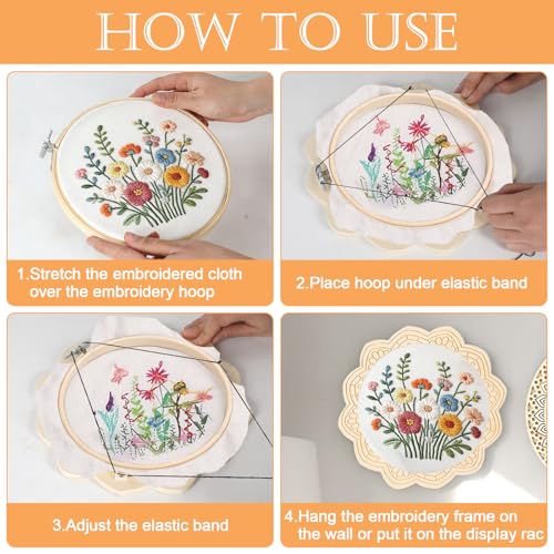 4 Sets Wood Embroidery Hoop Frame 8 Inch Embroidery Display Frame Large Round Wooden Embroidery Frame for Finished Cross Stitch Hoop Frame DIY Decor Sewing Ornaments - style: Burnt Orange