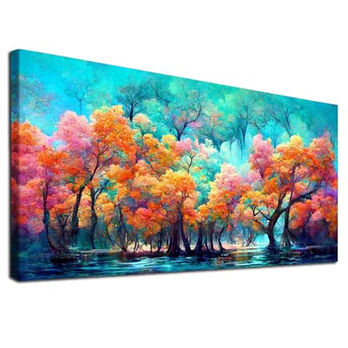 JATOK Diamond Painting Kit for Adults, Fantasy Forest, 27.5 x 15.7 in - color: Plum