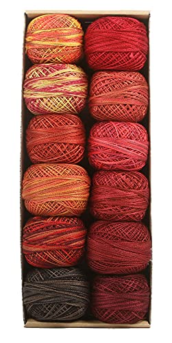 Valdani Pearl Cotton Sz 12 | Fire Balls | 12 Balls | 109 Yds/Ball - color: Fire Balls S12, size: 12