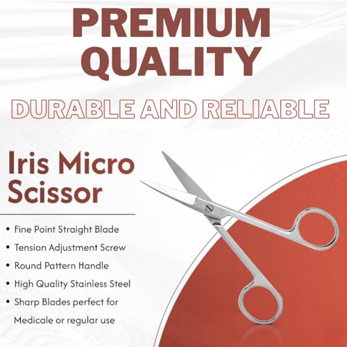 Surgical Iris Scissors 4.5" Straight Micro Suture Medical Shears 3 Pack