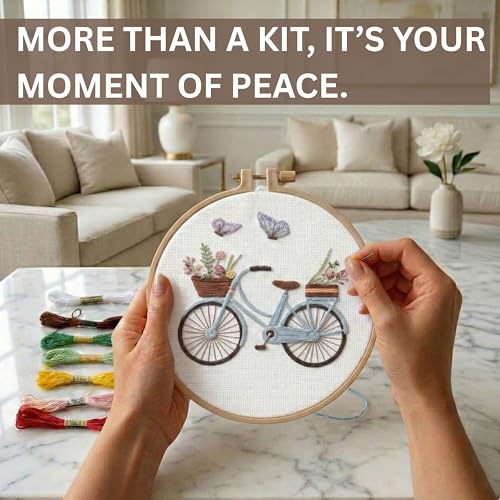 Embroidery Kit - Cross Stitch Kits for Adults and Begginers - Needlepoint Kits for Adults with Yarn and Threads Bundle by Two Hearts by Numbers
