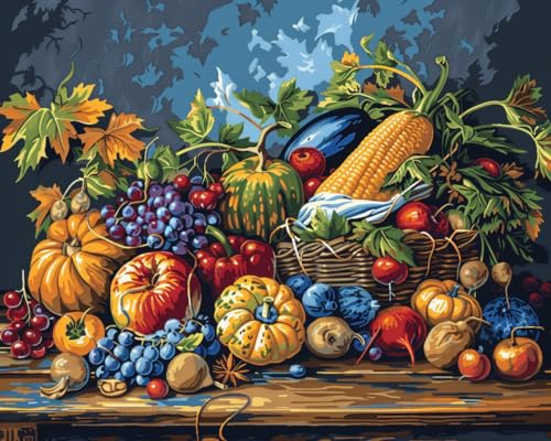 Moohue DIY Counted Stamped Cross Stitch Kits for Adults 14 Count Cross Stitch Patterns Fruits Printed Cross Stitch Kits for Adults (Fruits Vegetables) - color: Fruits Vegetables