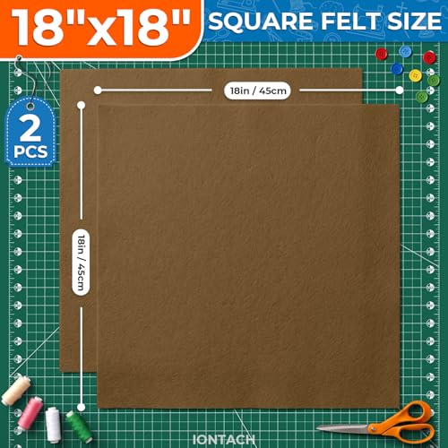 IONTACH 18" X 18" Soft Felt Sheets 1.6mm Thick (2 Packs, Cocoa Brown) - color: Cocoa Brown