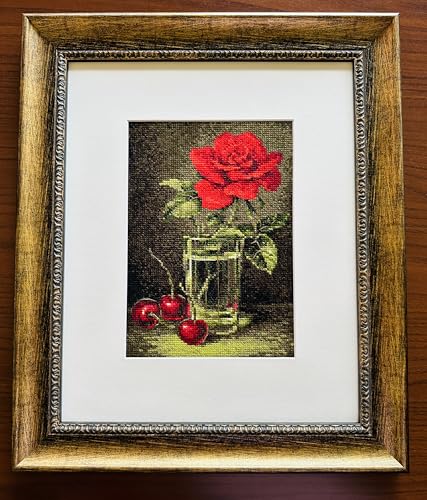 RIOLIS 2123 Rose and Sweet Cherry Counted Cross Stitch Kit 6 x 8.25 in - style: Rose and Sweet Cherry 2123