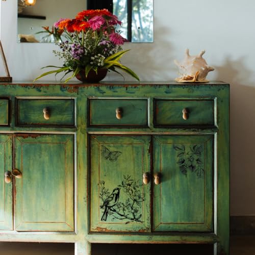 Peacoblue Speckled Bird Rub On Transfers for Furniture Craft 6"x12" - style: Speckled Birds