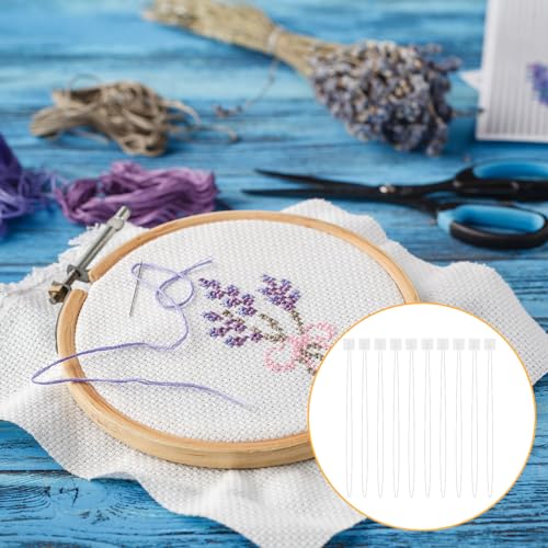 TIESOME 10 Pcs Long Needle Threader, 7.87" White Needle Threaders Embroidery Stitching Craft Tool for Punch Needles Embroidery Floss Cross Stitch DIY Sewing Craft Works