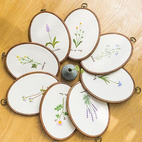 guofa 7'' Oval Embroidery Hoop for Cross Stitch, 5PCS 19CM Decorative Embroidery Frames for Displaying Artswork - style: 7.4"L x 6"W