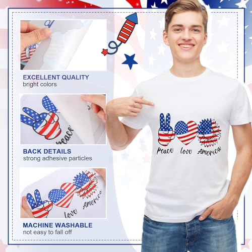 Tellingyou 36 Sheets 4th of July Iron on Transfers Patriotic Patches Ready to Press 250th Independence Day Vinyl Iron on Patch Red Blue White Embroidered Applique for T Shirt Jacket DIY Decorations - style: Patriotic